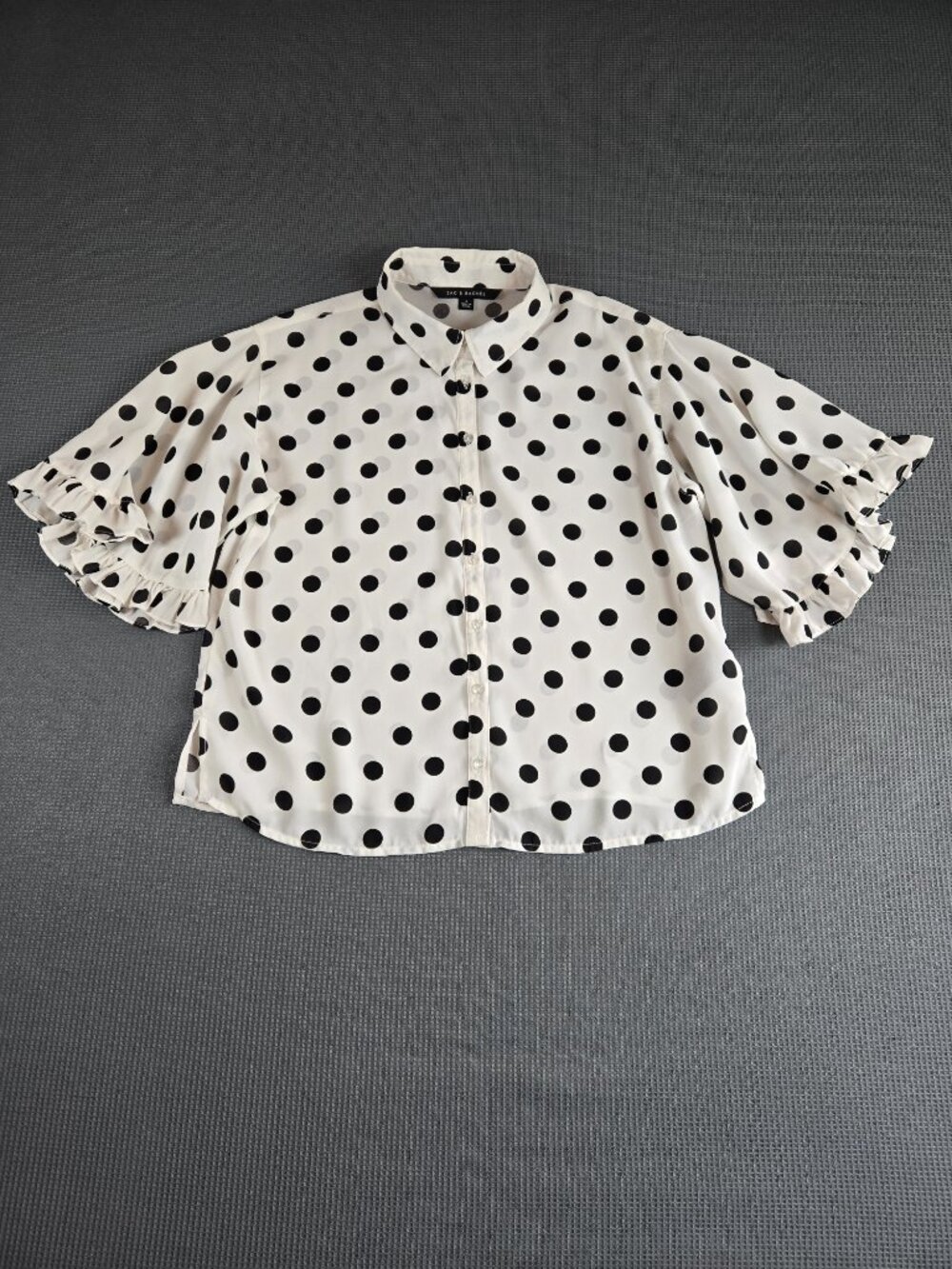 Zac & Rachel Polka Dot Blouse Women's S Ruffle Sleeve